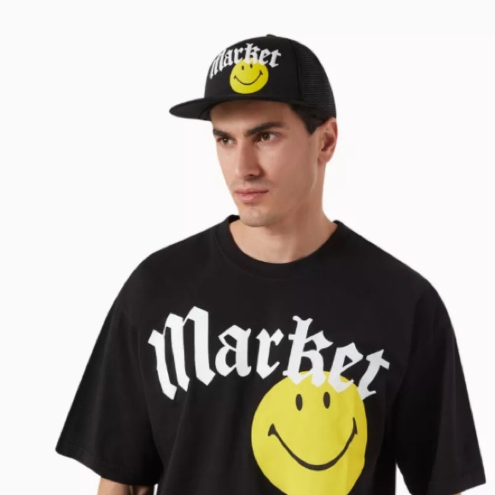 MARKET‎ X Smiley Gothic Trucker Hat #5, Black, NEW